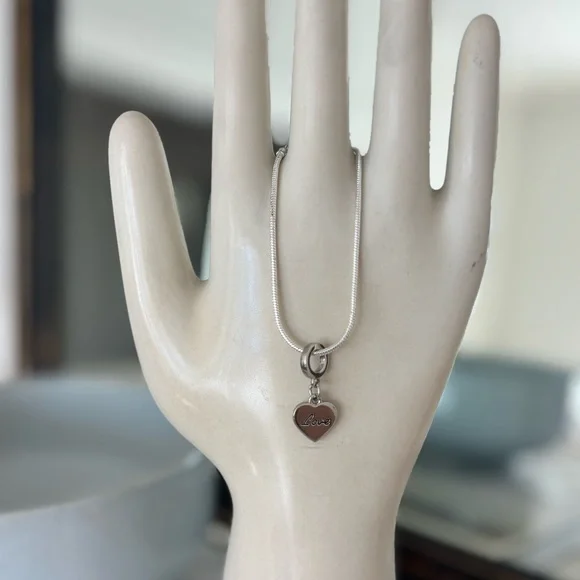 Love Charm Bracelet - Sterling Silver Snake Chain 7.5” - Picture 10 of 11